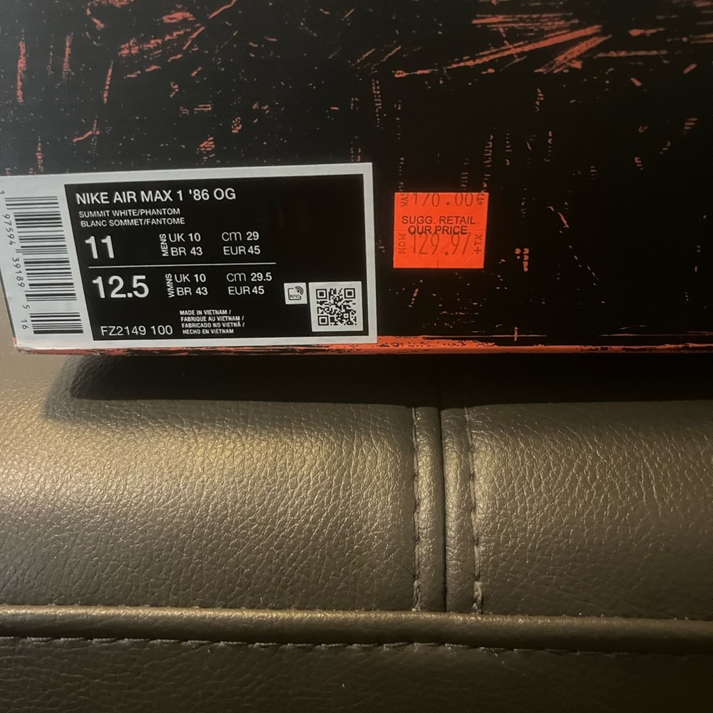 Nike Air Max 1 '86 OG in SUMMIT WHITE / PHANTOM BLANC SOMMET / FANTOME